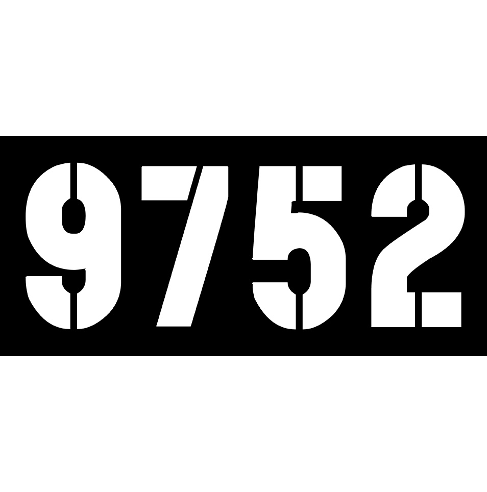 White stencil numbers 9752 on black background White stencil numbers 9752 on black background